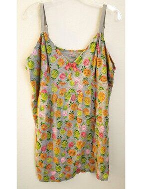 Avenue Body PIneapple Print Cotton Blend Tank Dress/Chemise Sz 22/24 EUC